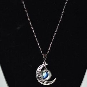 Quoth The Raven Nevermore Filigree Cresant Moon Gothic Unique Design Necklace
